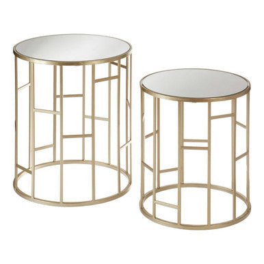 Avantis Set Of 2 Champagne Finish Round Side Tables - Bargainia.com - 5018705413051