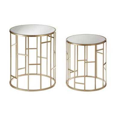 Avantis Set Of 2 Champagne Finish Round Side Tables - Bargainia.com - 5018705413051