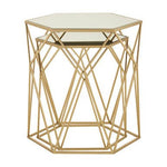 Avantis Set Of 2 Hexagonal Mirrored Top Side Tables - Bargainia.com - 5018705453545