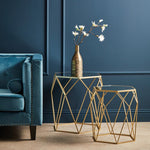Avantis Set Of 2 Hexagonal Mirrored Top Side Tables - Bargainia.com - 5018705453545