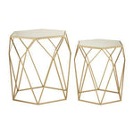 Avantis Set Of 2 Hexagonal Mirrored Top Side Tables - Bargainia.com - 5018705453545