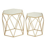 Avantis Set Of 2 Hexagonal Mirrored Top Side Tables - Bargainia.com - 5018705453545