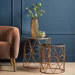 Avantis Set Of Two Antique Finish Frame Round Side Tables - Bargainia.com - 5018705368214