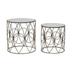 Avantis Set Of Two Antique Finish Frame Round Side Tables - Bargainia.com - 5018705368214