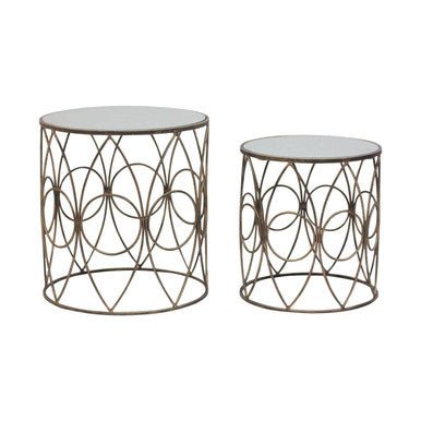 Avantis Set Of Two Antique Finish Frame Round Side Tables - Bargainia.com - 5018705368214