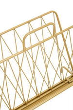 Avento Gold Finish Two Pocket Magazine Rack - Bargainia.com - 5018705978451