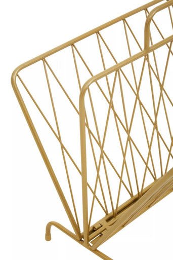 Avento Gold Finish Two Pocket Magazine Rack - Bargainia.com - 5018705978451