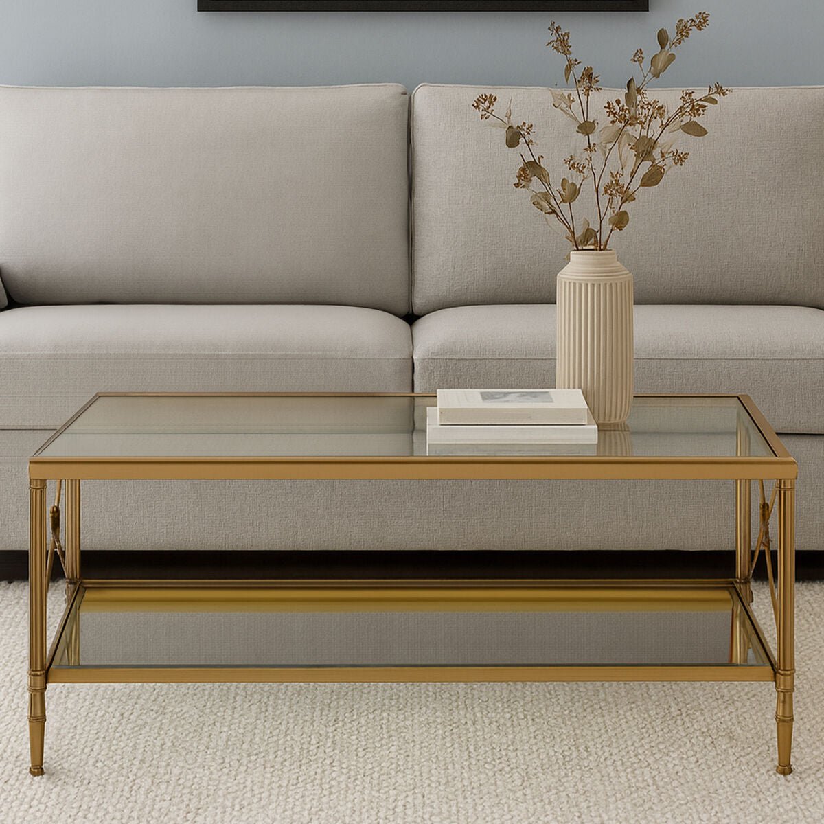 Axis Coffee Table With Gold Finish Frame - Bargainia.com - 5018705430249
