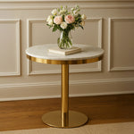 Azalea Round Marble Dining Table With Gold Base - Bargainia.com - 5018705974392