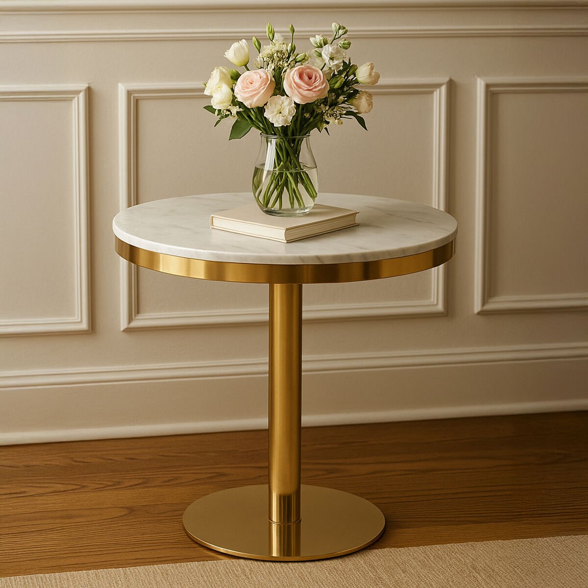 Azalea Round Marble Dining Table With Gold Base - Bargainia.com - 5018705974392