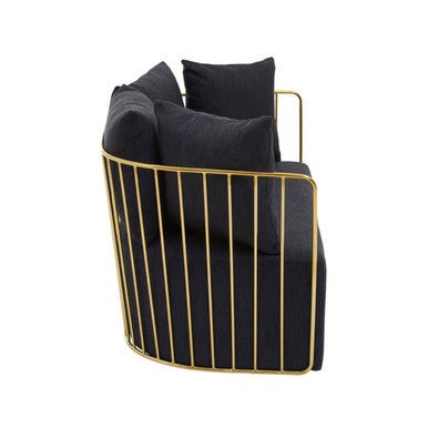 Azalea Two Seat Black Fabric Sofa - Bargainia.com - 