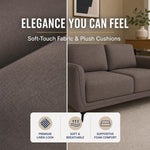 Brixton Dark Brown Fabric Sofa Set, 2 Seater and 3 Seater Linen Look Settees with Solid Wood Frame and Steel Legs