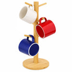 Bamboo Mug Tree Kitchen Storage For 6 Mugs - Bargainia.com - 328586