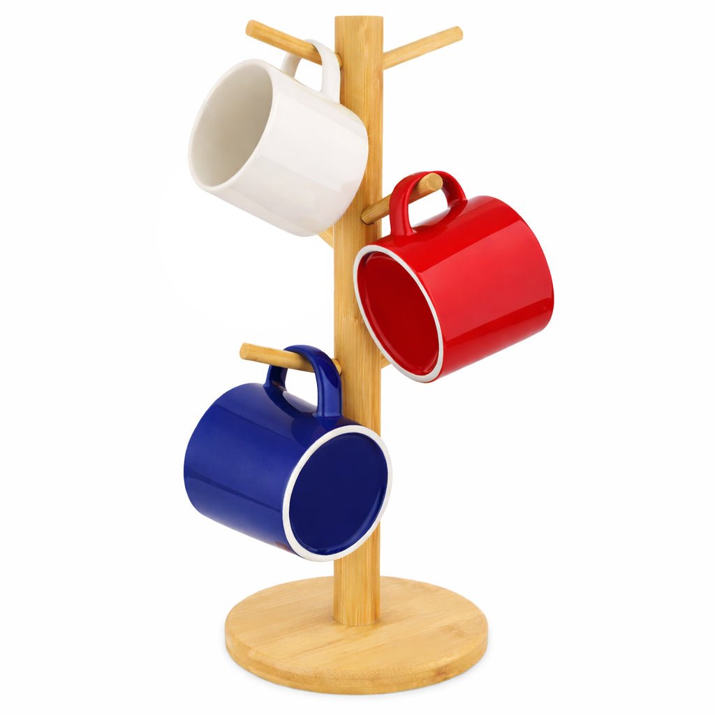 Bamboo Mug Tree Kitchen Storage For 6 Mugs - Bargainia.com - 328586