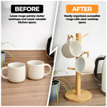 Bamboo Mug Tree Kitchen Storage For 6 Mugs - Bargainia.com - 328586
