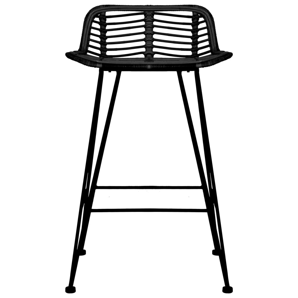 Bar Chairs 2 pcs Black Rattan - Bargainia.com - 