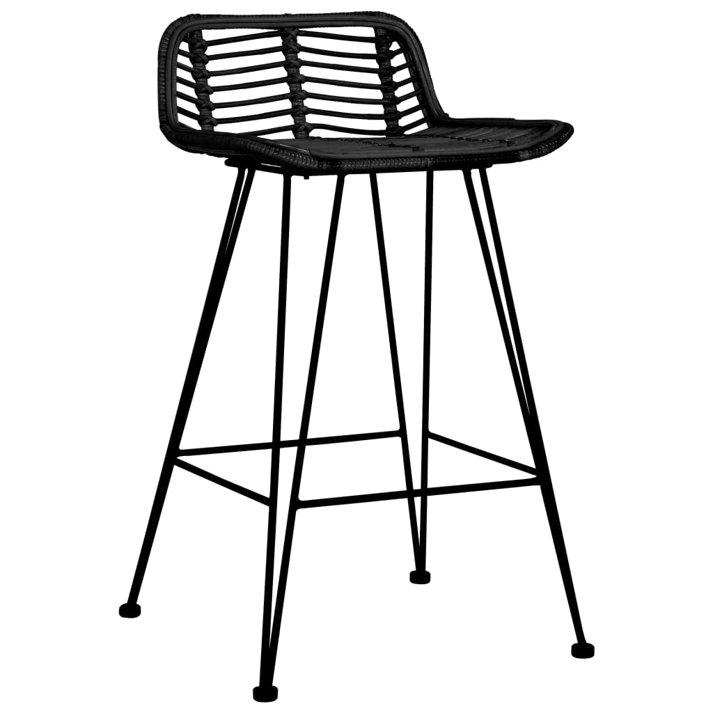 Bar Chairs 2 pcs Black Rattan - Bargainia.com - 