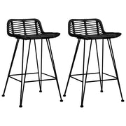 Bar Chairs 2 pcs Black Rattan - Bargainia.com - 