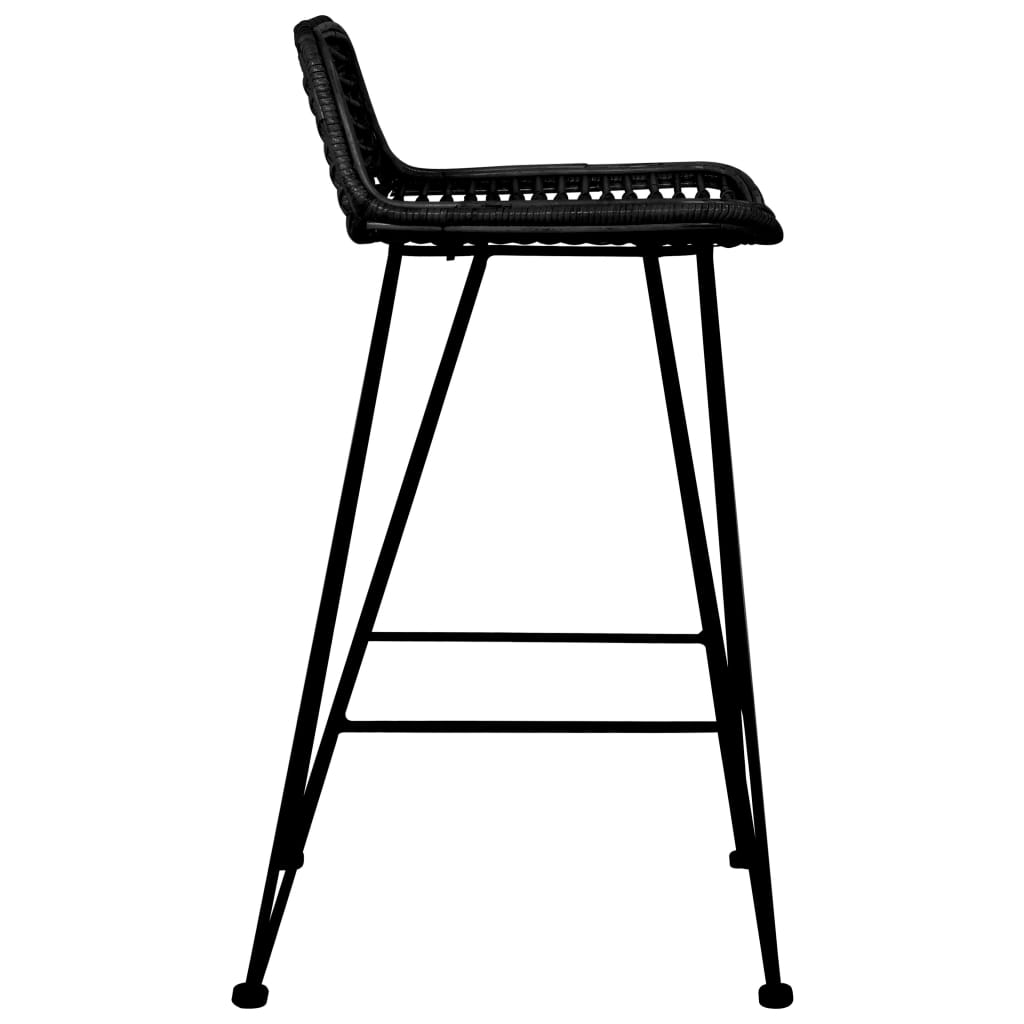 Bar Chairs 2 pcs Black Rattan - Bargainia.com - 