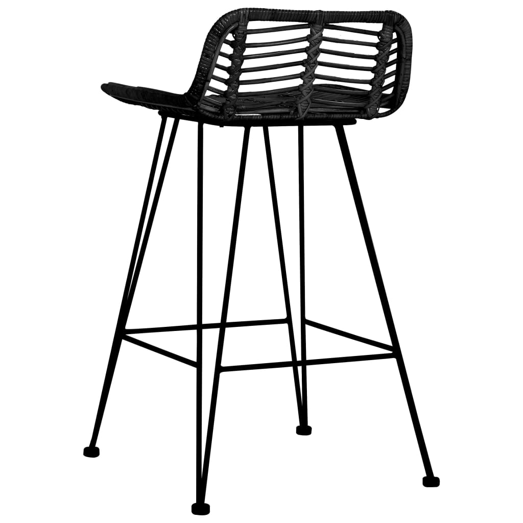 Bar Chairs 2 pcs Black Rattan - Bargainia.com - 