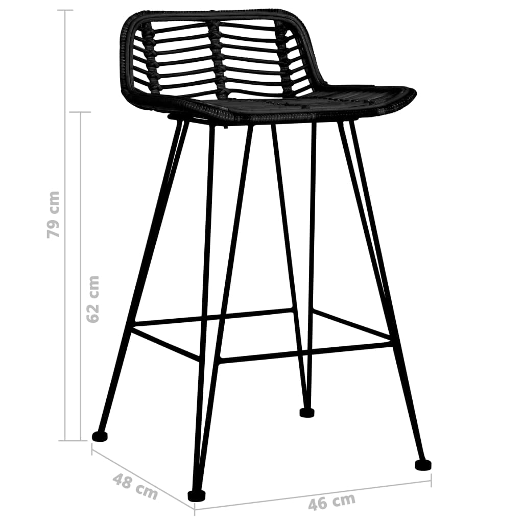 Bar Chairs 2 pcs Black Rattan - Bargainia.com - 