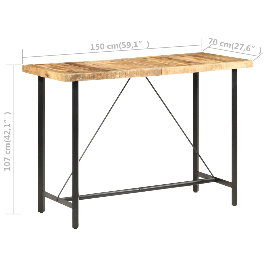 Bar Table 150x70x107 cm Rough Mango Wood - Bargainia.com - 