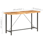 Bar Table 180x70x107 cm Solid Acacia Wood - Bargainia.com - 
