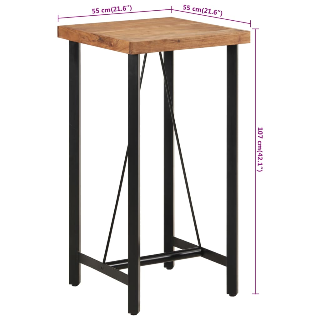 Bar Table 55x55x107 cm Solid Wood Acacia and Iron - Bargainia.com - 