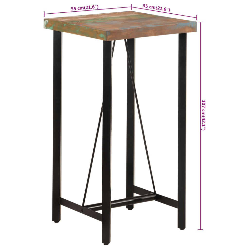 Bar Table 55x55x107 cm Solid Wood Reclaimed and Iron - Bargainia.com - 