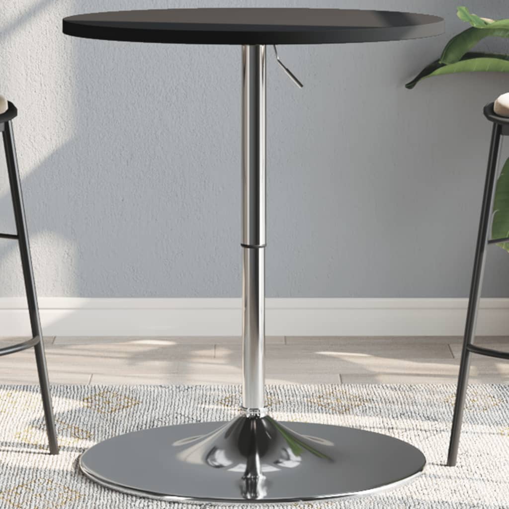 Bar Table Black 60x60x90 cm Engineered Wood and Chromed Steel - Bargainia.com - 