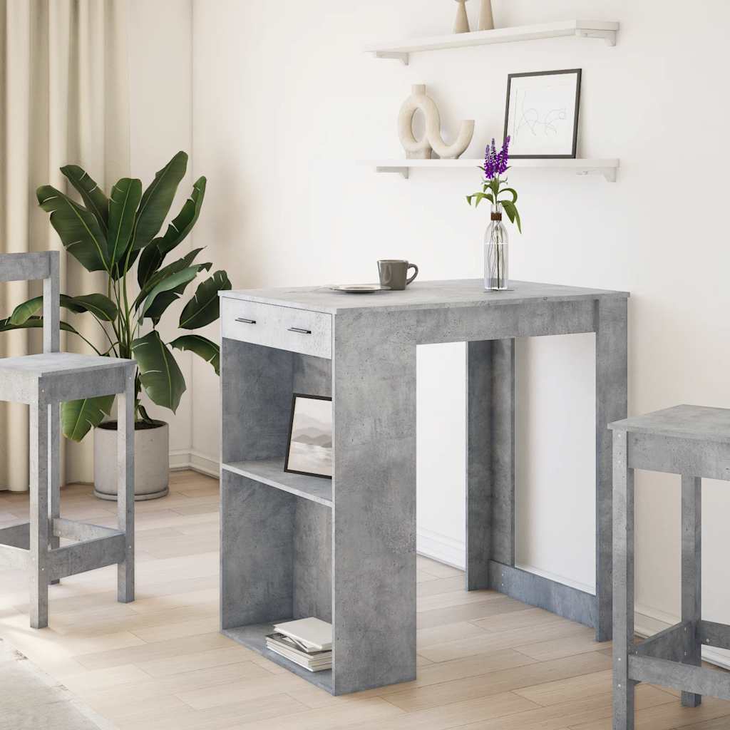 Bar Table Concrete Grey 102x70x103.5 cm Engineered Wood - Bargainia.com - 
