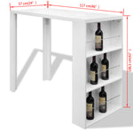 Bar Table MDF with Wine Rack High Gloss White - Bargainia.com - 