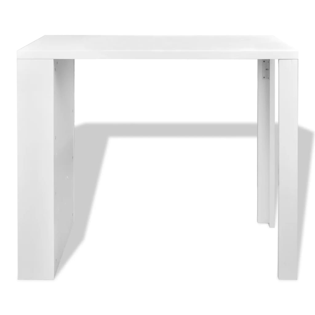Bar Table MDF with Wine Rack High Gloss White - Bargainia.com - 