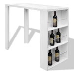 Bar Table MDF with Wine Rack High Gloss White - Bargainia.com - 