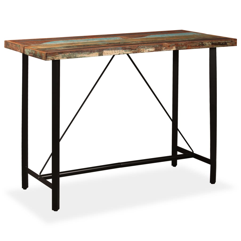 Bar Table Solid Reclaimed Wood 150x70x107 cm - Bargainia.com - 