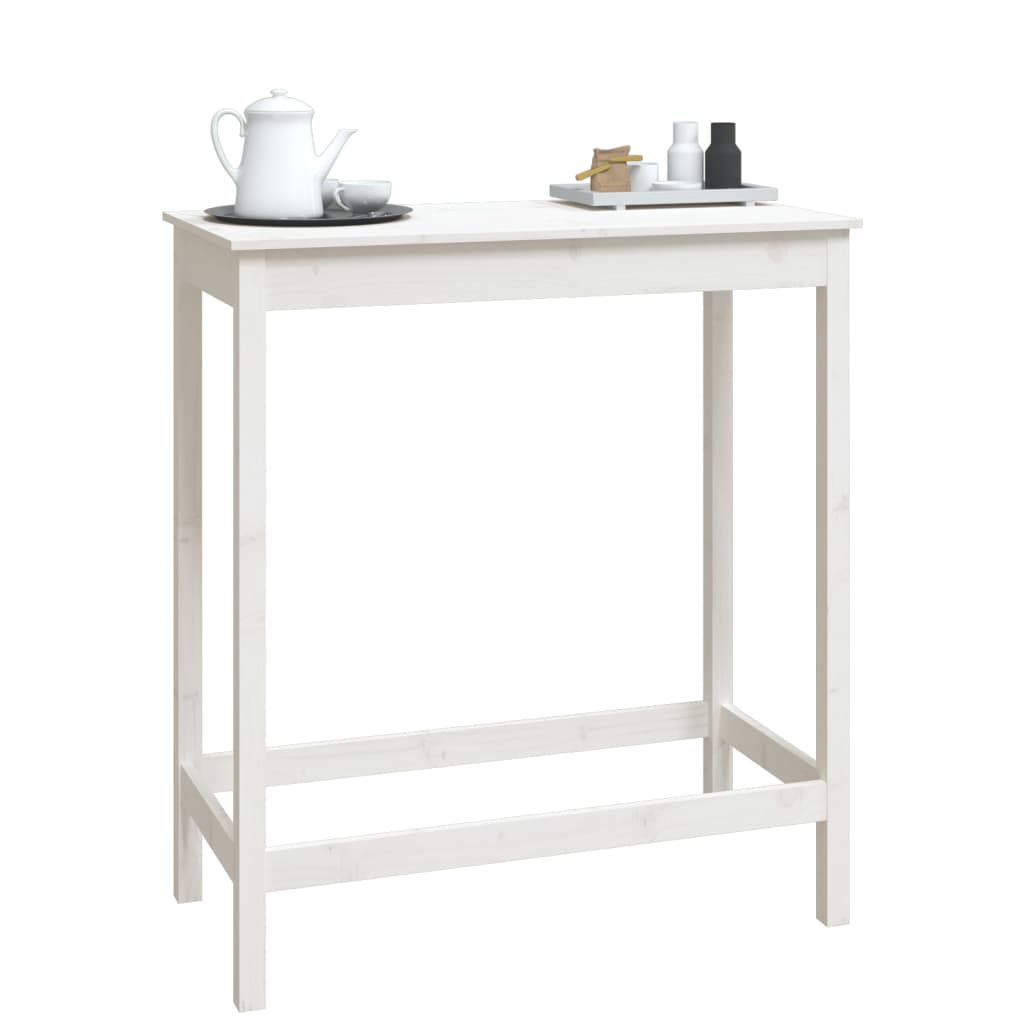 Bar Table White 100x50x110 cm Solid Wood Pine - Bargainia.com - 