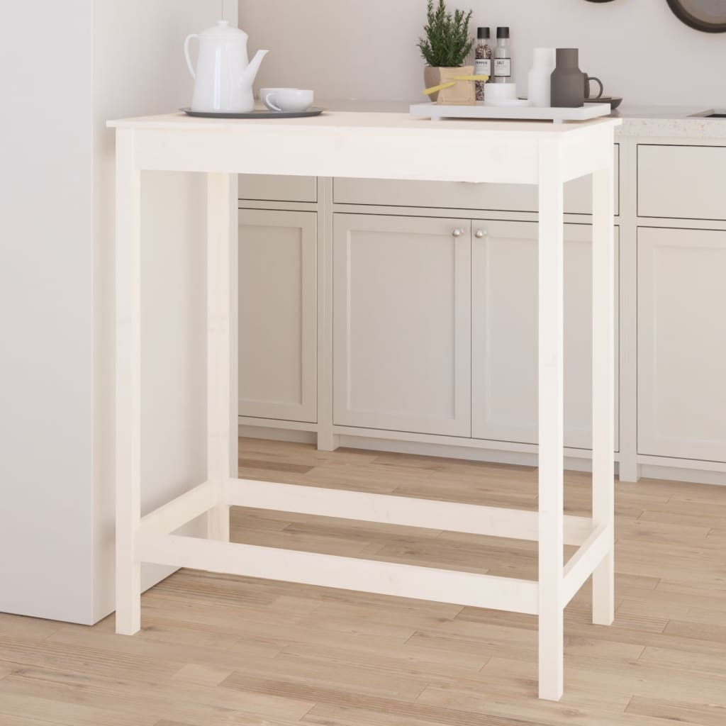 Bar Table White 100x50x110 cm Solid Wood Pine - Bargainia.com - 