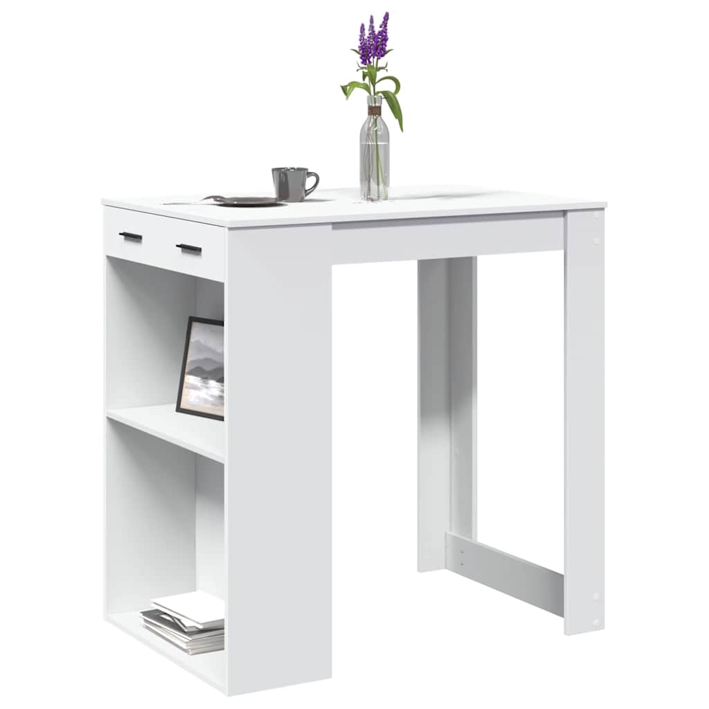 Bar Table White 102x70x103.5 cm Engineered Wood - Bargainia.com - 