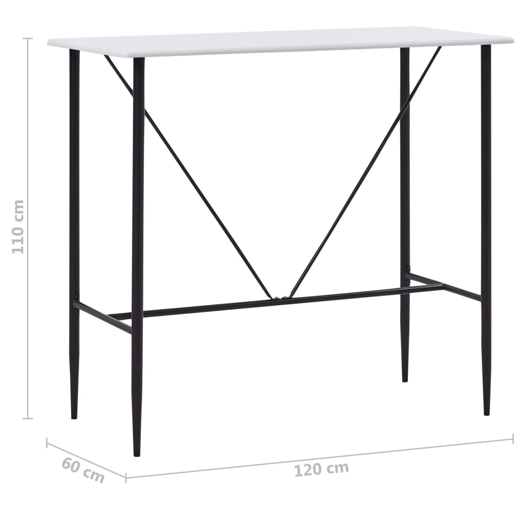 Bar Table White 120x60x110 cm MDF - Bargainia.com - 