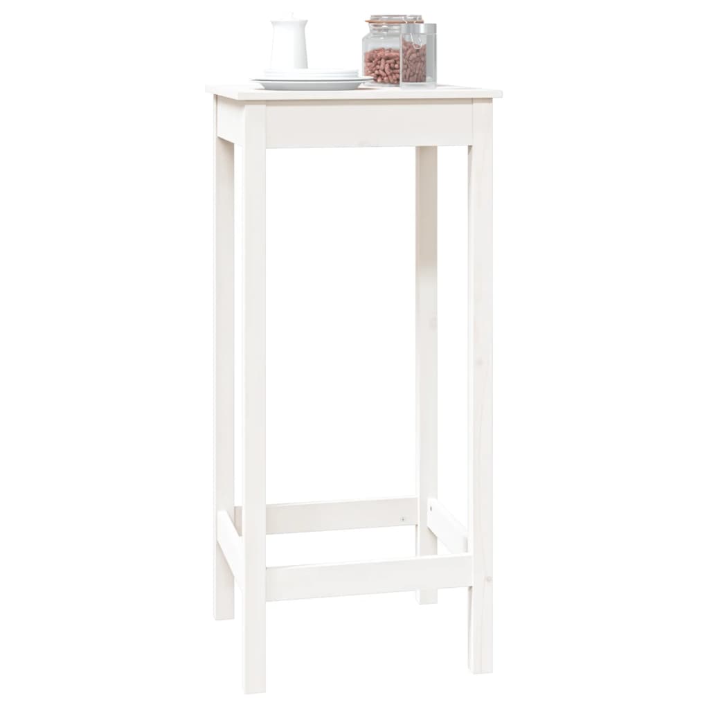 Bar Table White 50x50x110 cm Solid Wood Pine - Bargainia.com - 
