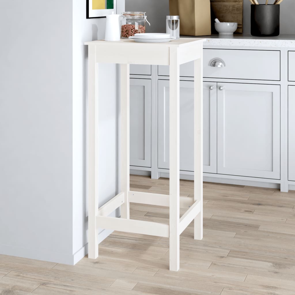 Bar Table White 50x50x110 cm Solid Wood Pine - Bargainia.com - 