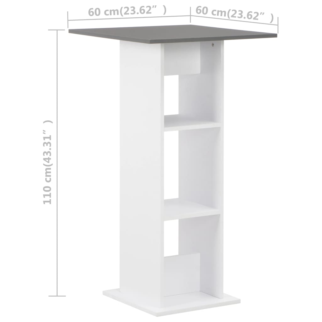 Bar Table White and Anthracite Grey 60x60x110 cm - Bargainia.com - 
