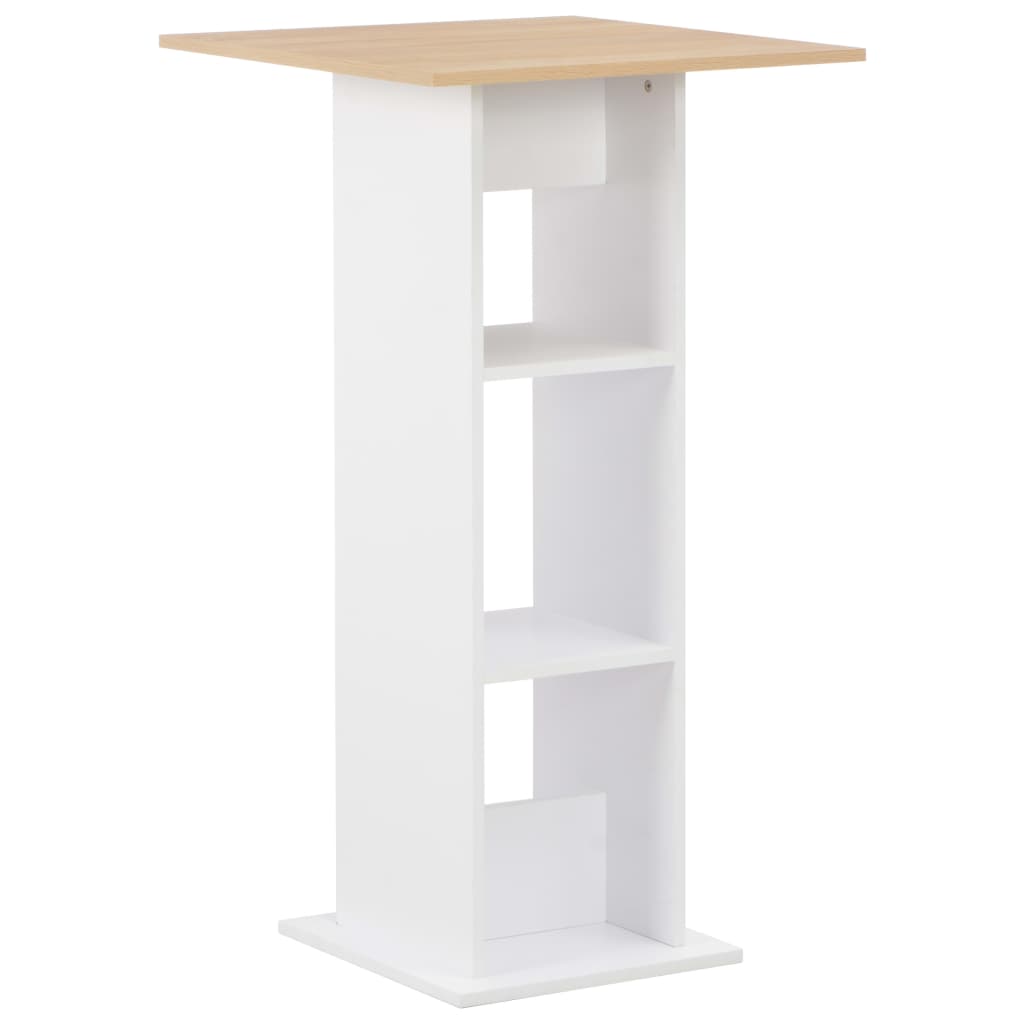 Bar Table White and Sonoma Oak 60x60x110 cm - Bargainia.com - 