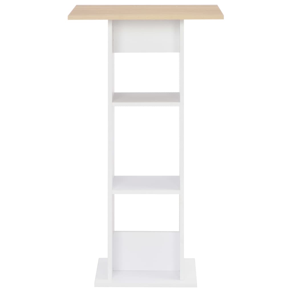 Bar Table White and Sonoma Oak 60x60x110 cm - Bargainia.com - 