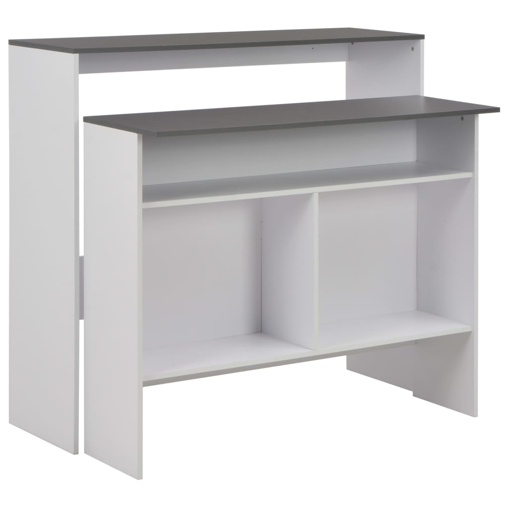Bar Table with 2 Table Tops White and Grey 130x40x120 cm - Bargainia.com - 