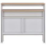 Bar Table with 2 Table Tops White and Oak 130x40x120 cm - Bargainia.com - 