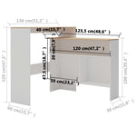 Bar Table with 2 Table Tops White and Oak 130x40x120 cm - Bargainia.com - 