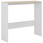 Bar Table with 2 Table Tops White and Oak 130x40x120 cm - Bargainia.com - 