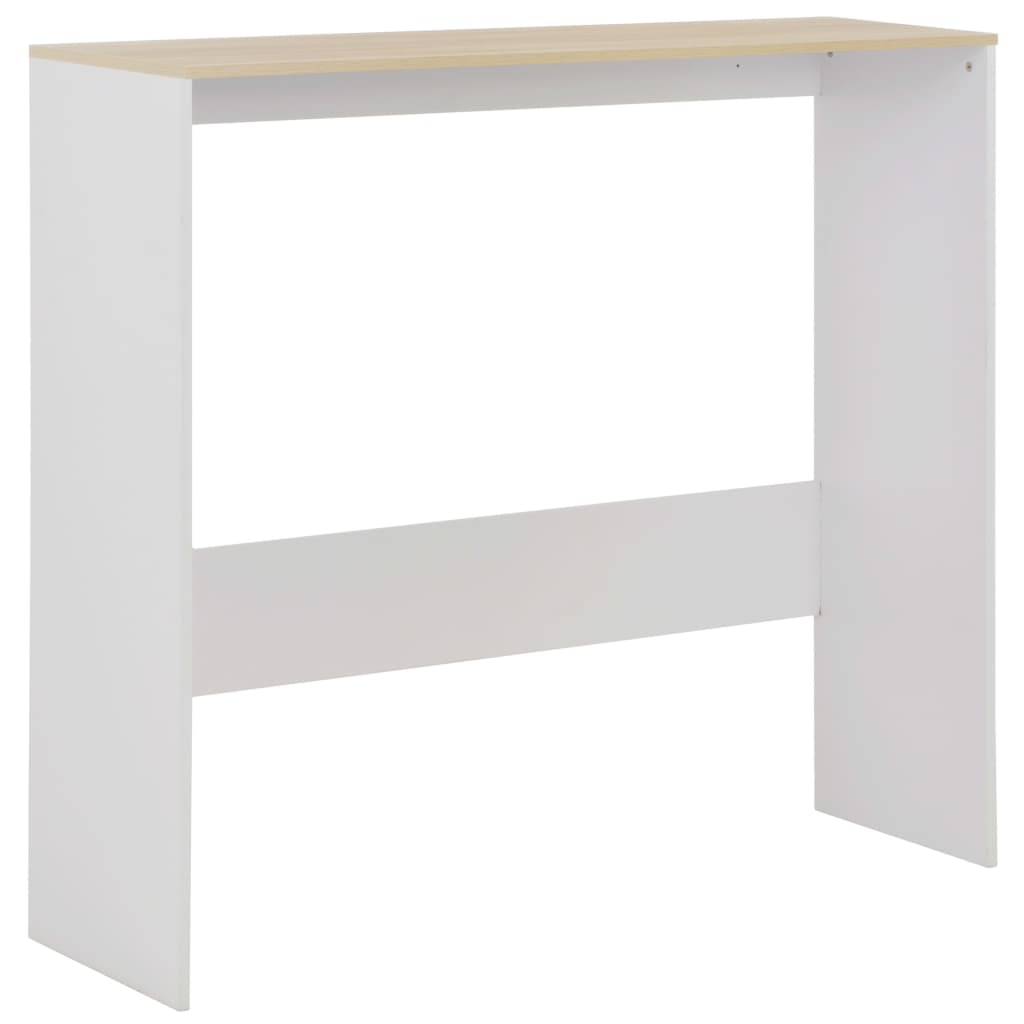 Bar Table with 2 Table Tops White and Oak 130x40x120 cm - Bargainia.com - 