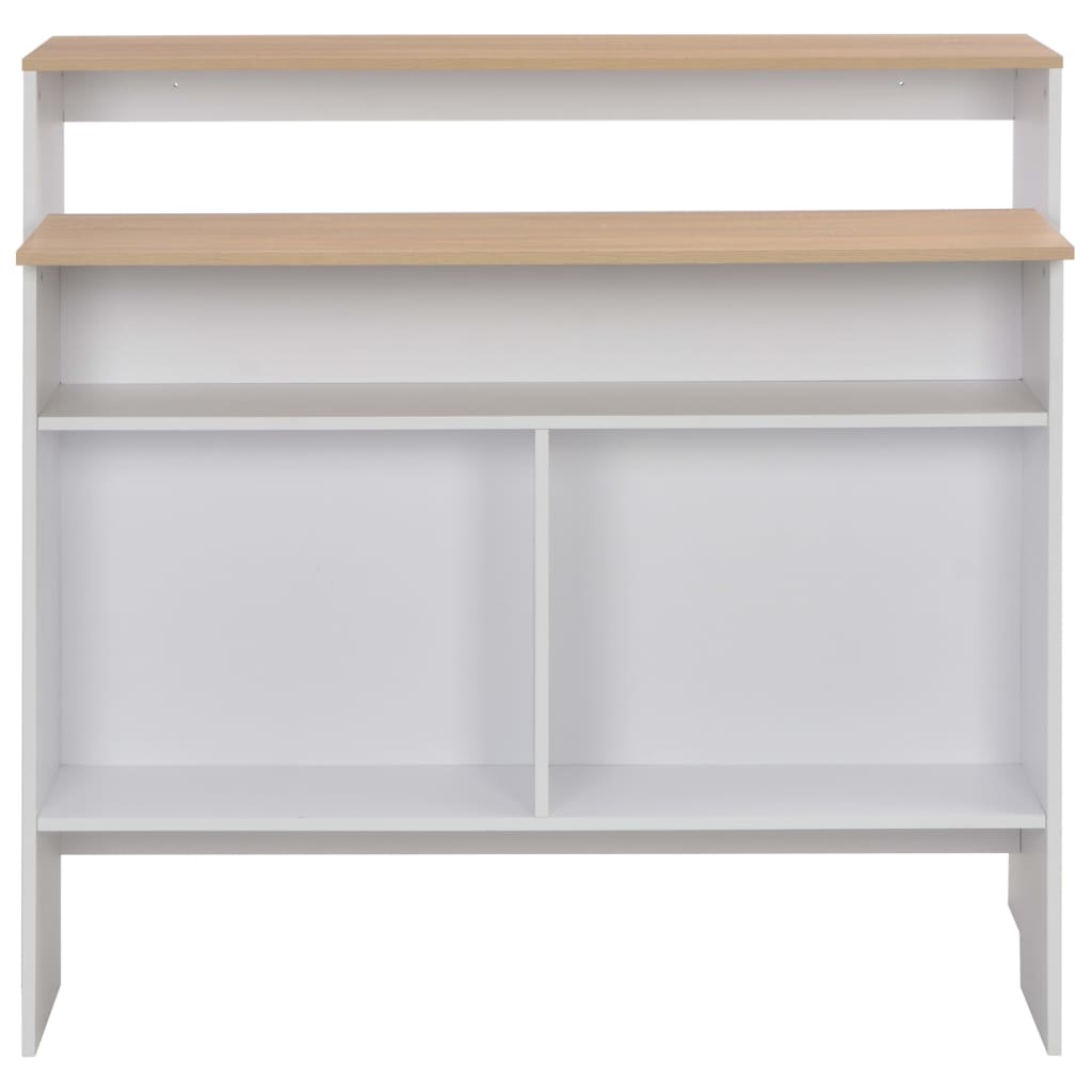 Bar Table with 2 Table Tops White and Oak 130x40x120 cm - Bargainia.com - 